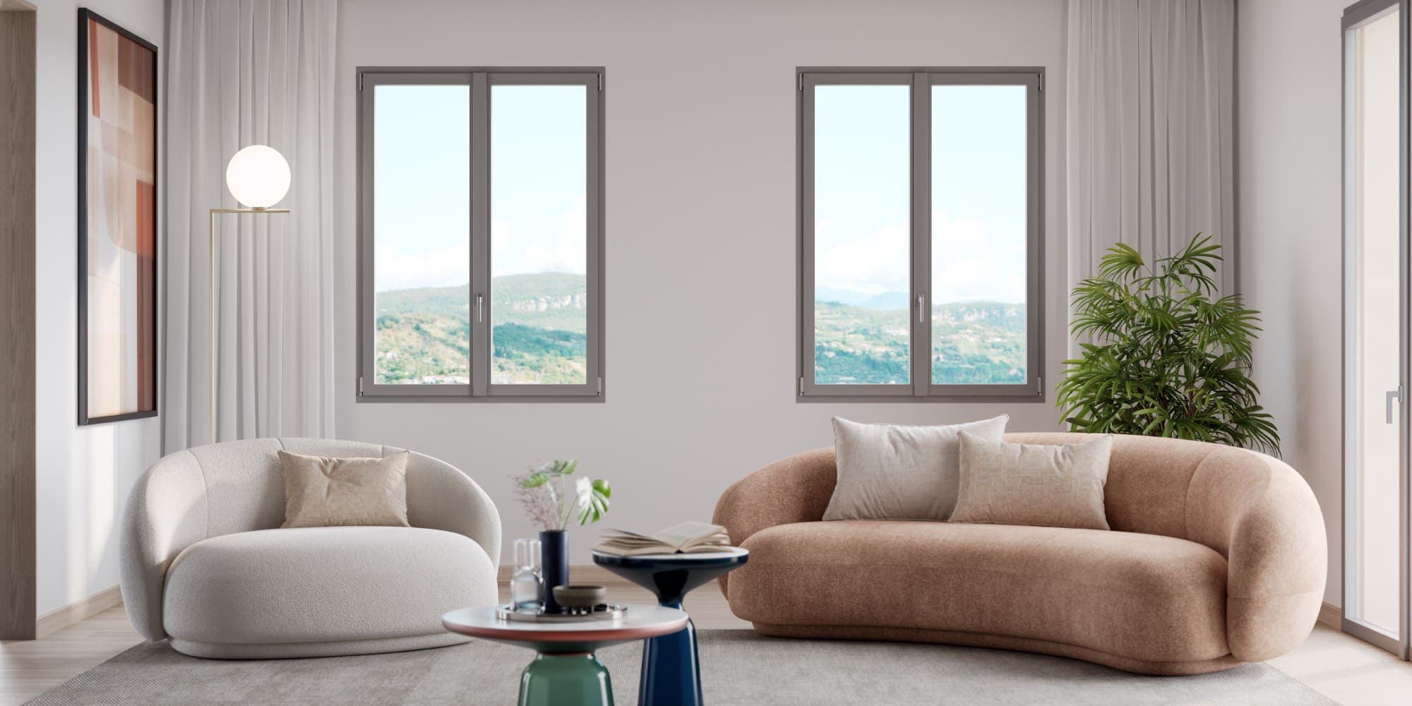 Soggiorno luminoso con finestre Oknoplast